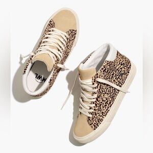 Madewell Sidewalk High-Top Sneakers in Spotted Calf Hair leopard print